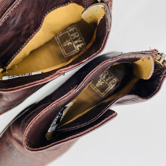 Frye Women's Phillip Military Zip Boot Dark Brown Leather Size 37 - Picture 7 of 10